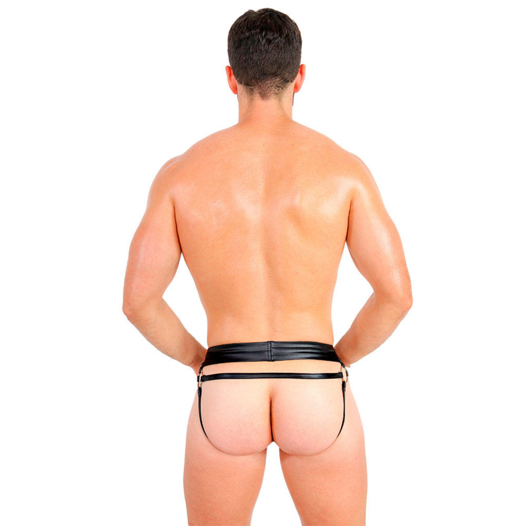 PRVRT BLACK - JOCKSTRAP BULGE VINIPIEL - METAL RINGS
