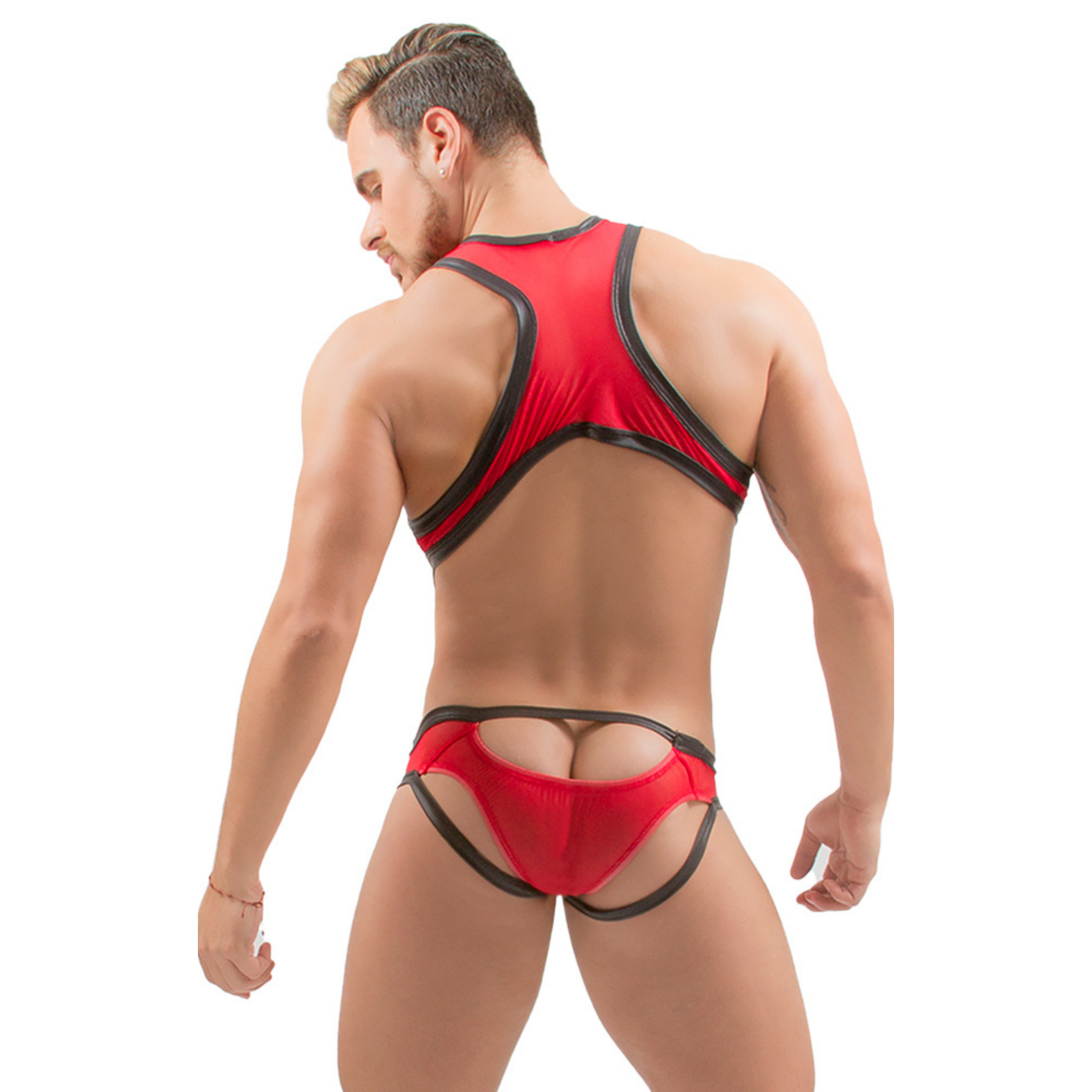 PRVRT BLACK - BODYSUIT SINGLET BULGE VINIPIEL & MESH - RB