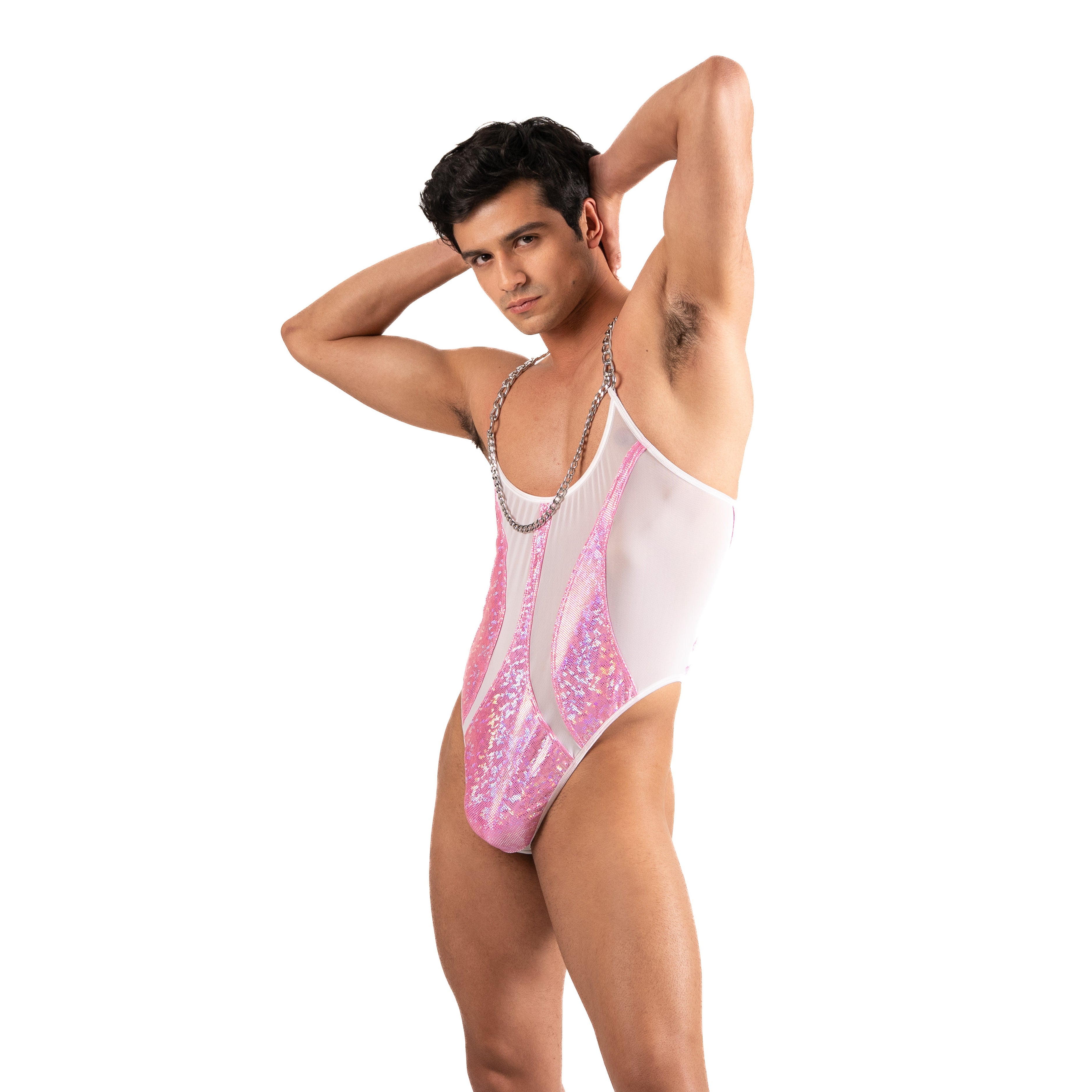 THE LUXURY – BODY THONG PINK GLITTER HOLOGRAM