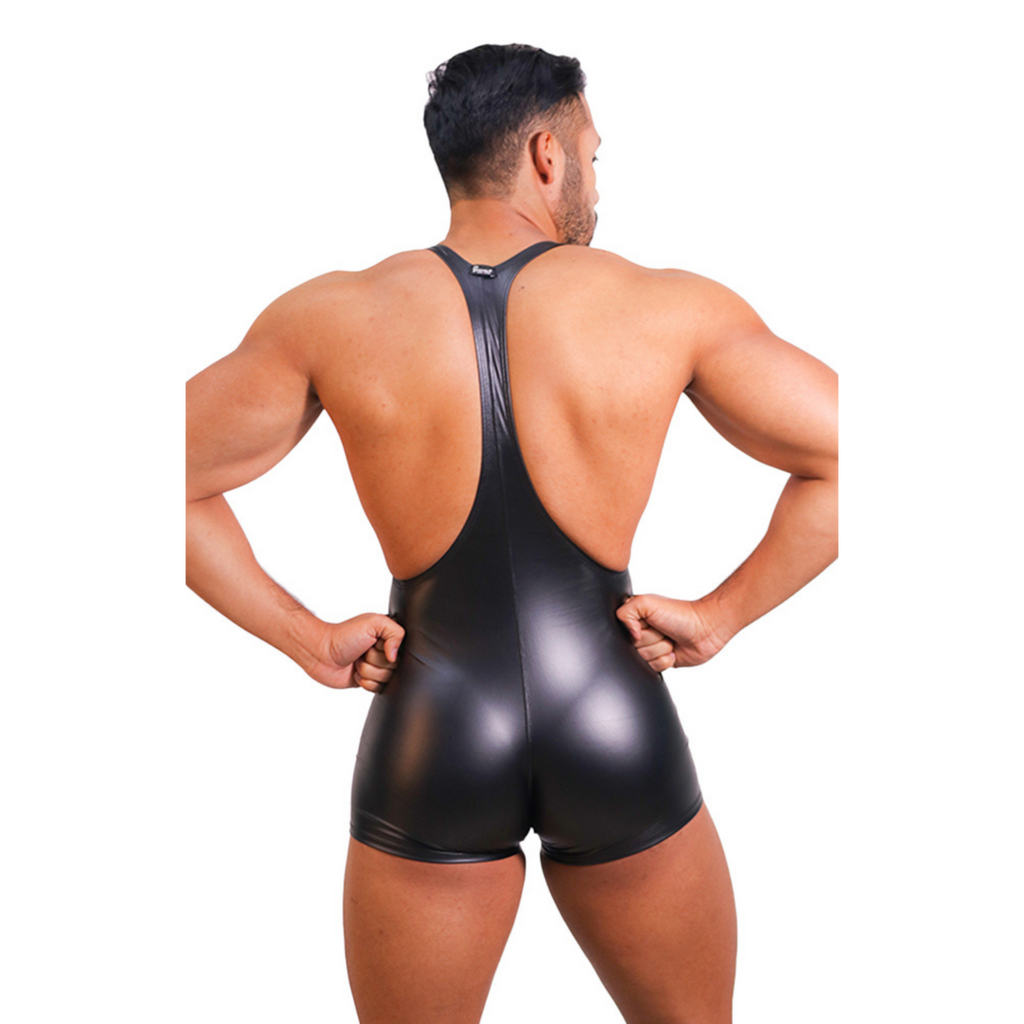 PRVRT BLACK - BODYSUIT ATHLETIC WRESTLING SINGLET VINIPIEL