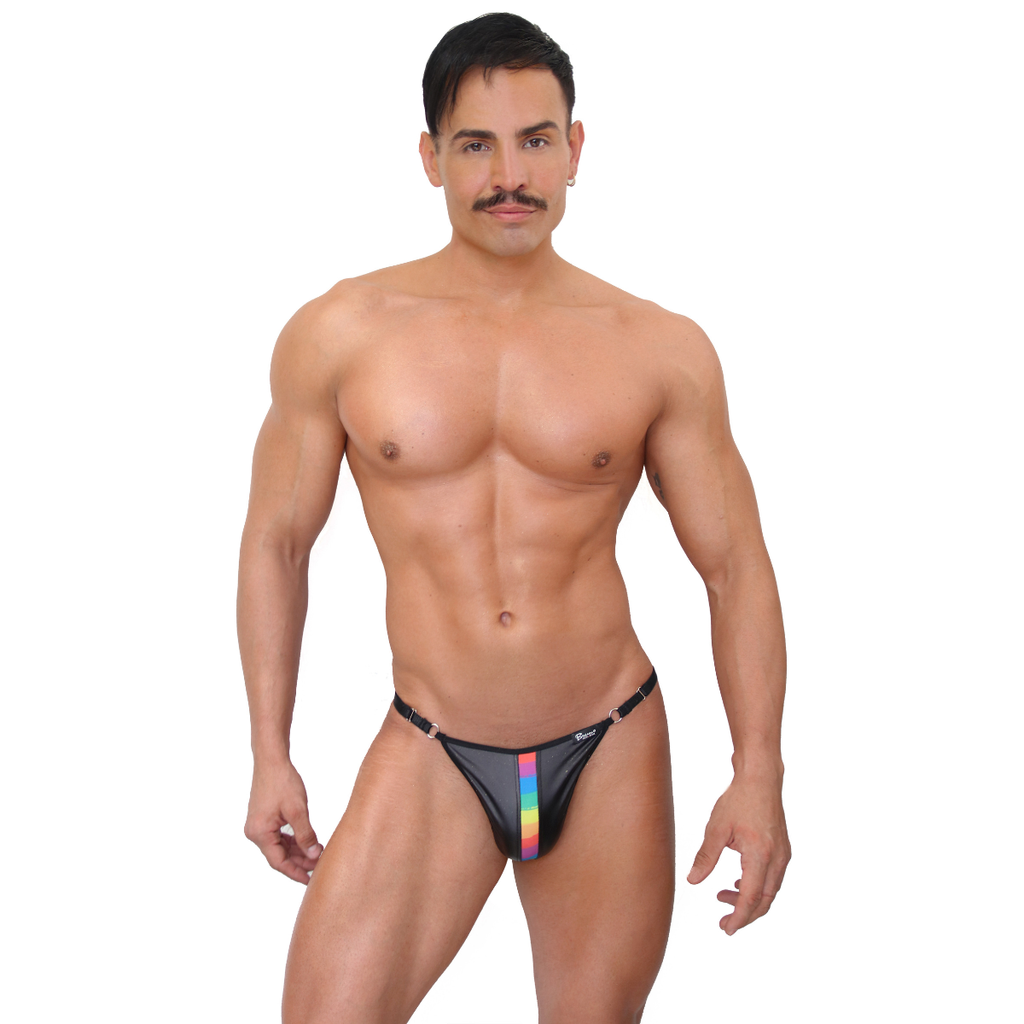 PRVRT PRIDE - SCRUNCH-BACK BIKINI BRIEF VINIPIEL METAL "O-RING"