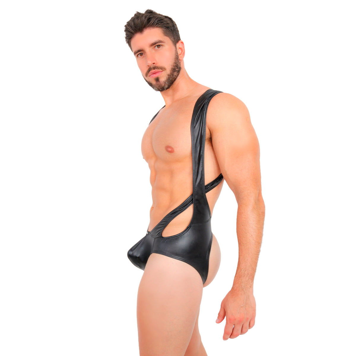 PRVRT BLACK - BODYSUIT SINGLET JOCKSTRAP BULGE VINIPIEL