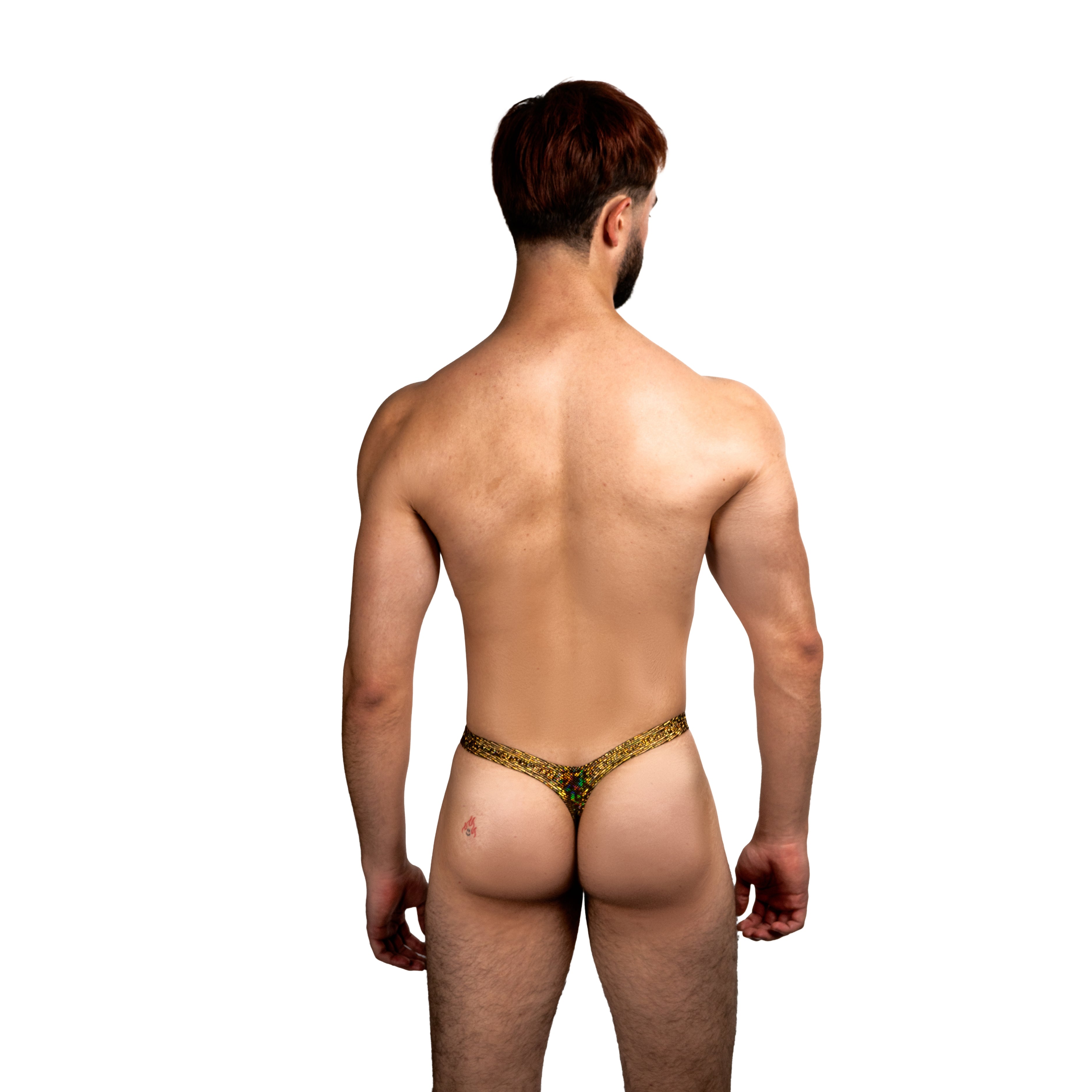 THE LUXURY - CLASSIC THONG BULGE T-STRING GOLD GLITTER HOLOGRAM