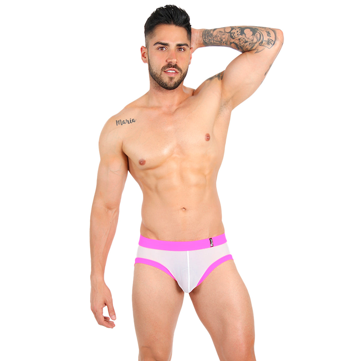 ESSENCIAL - JOCKSTRAP BRIEF MESH WHITE/MEXICAN PINK