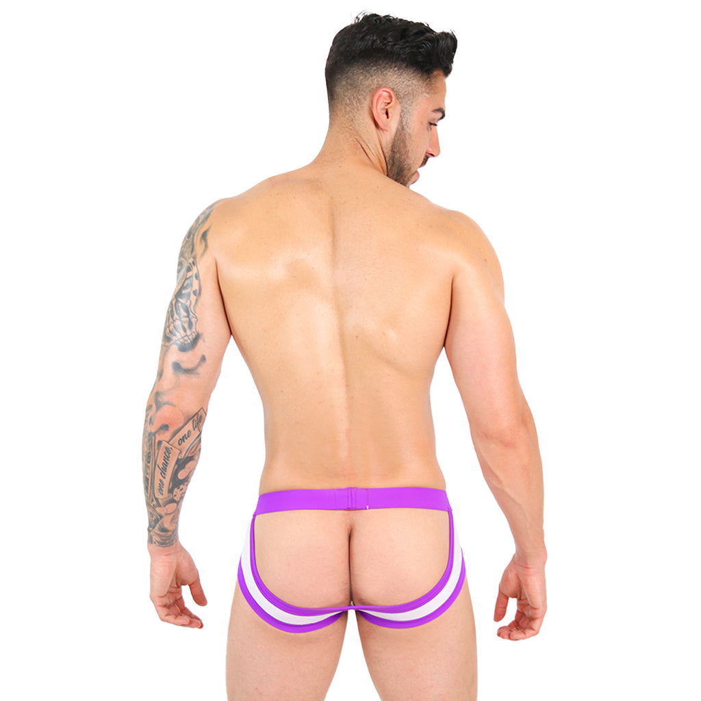 ESSENCIAL - JOCKSTRAP BRIEF MESH WHITE/PURPLE