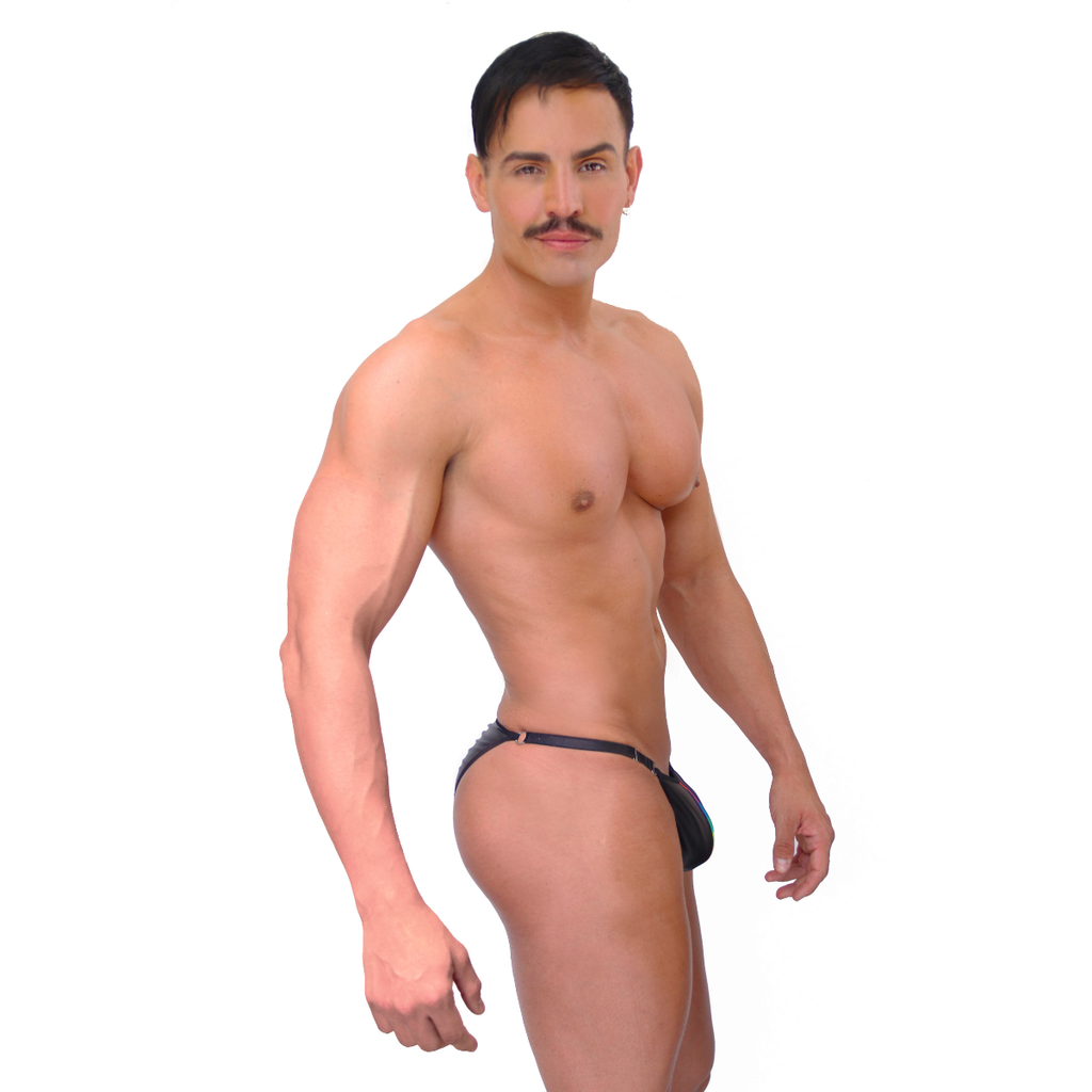 PRVRT PRIDE - SCRUNCH-BACK BIKINI BRIEF VINIPIEL METAL "O-RING"