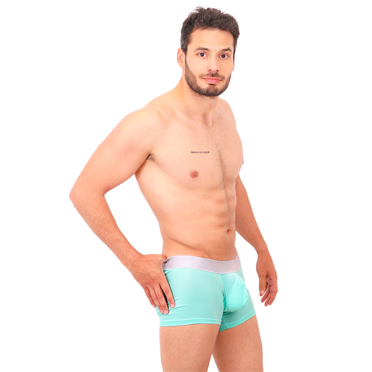 BASIC -  BOXER TRUNK BRIEF BULGE MINT/SILVER