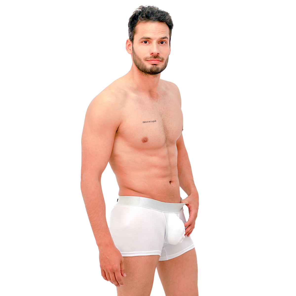 BASIC -  BOXER TRUNK BRIEF BULGE WHITE/SILVER