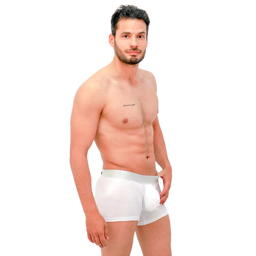BASIC -  BOXER TRUNK BRIEF BULGE WHITE/SILVER