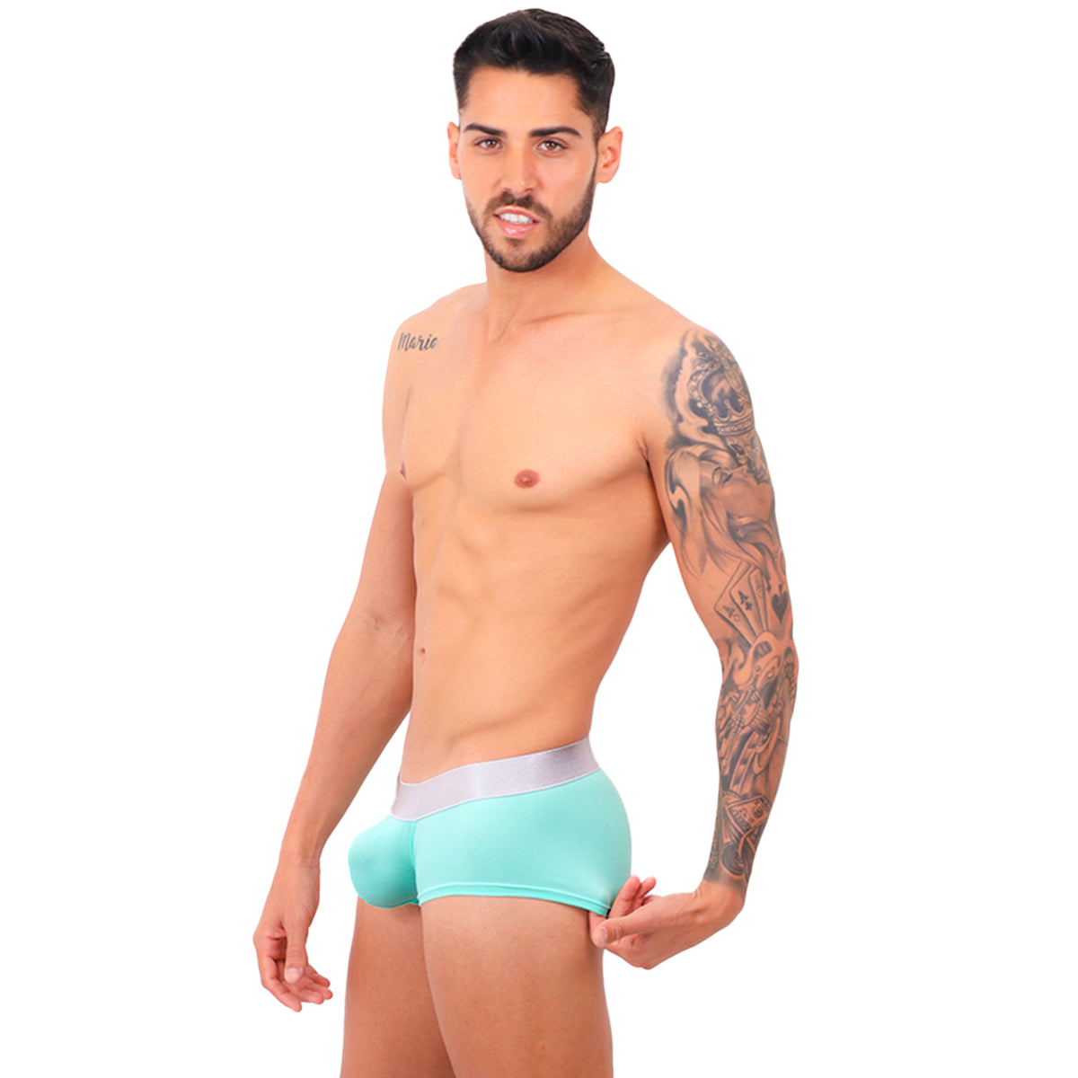 BASIC - BOXER LOW RISE TRUNK BRIEF BULGE MINT/SILVER