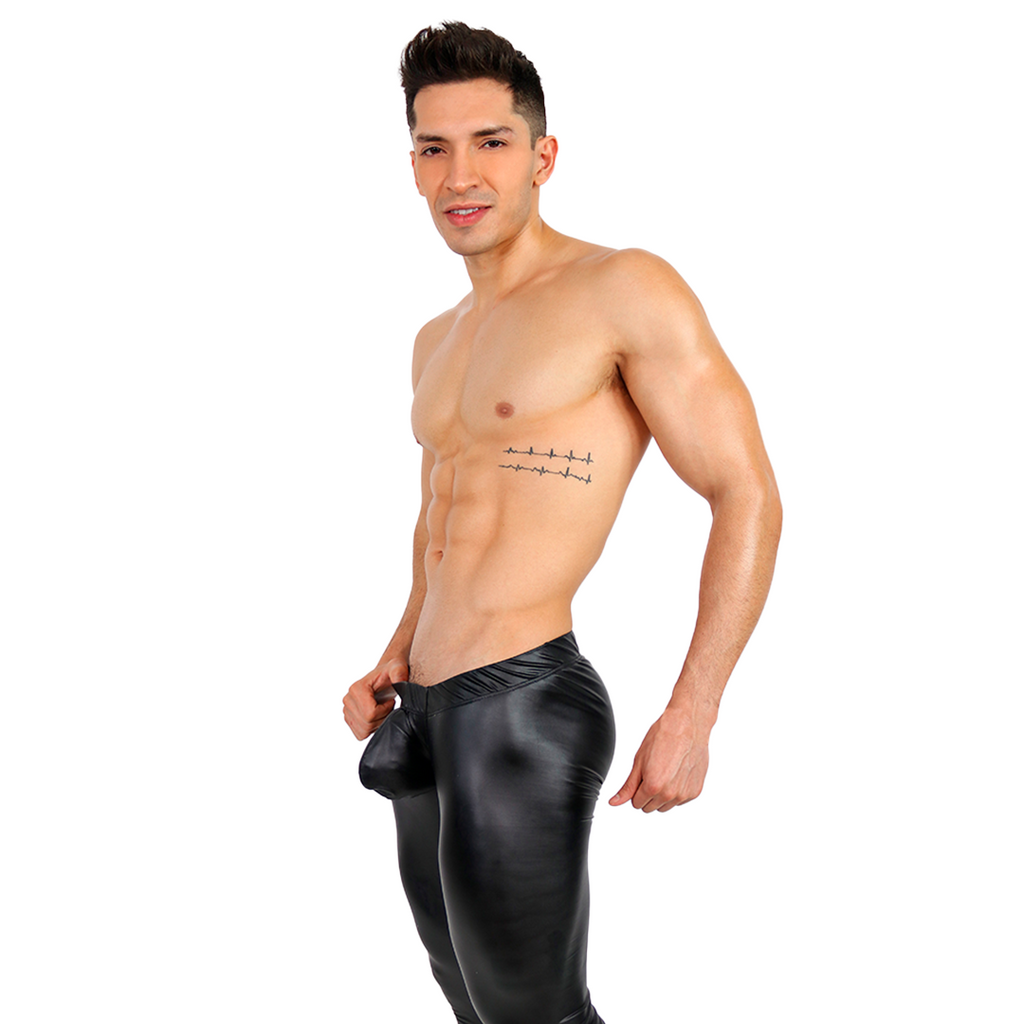 PRVRT BLACK - LONG TIGHTS MEGGINS BULGE VINIPIEL
