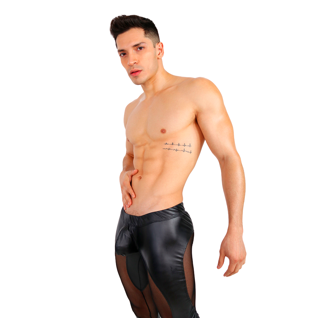 PRVRT BLACK - LONG TIGHTS MEGGINS BULGE VINIPIEL & MALLA