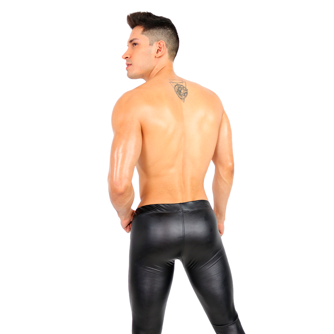 PRVRT BLACK - LONG TIGHTS MEGGINS BULGE VINIPIEL