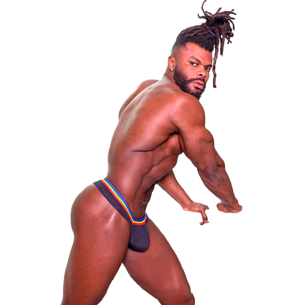 BE PRIDE - THONG BULGE ATHLETIC BLACK/RAINBOW