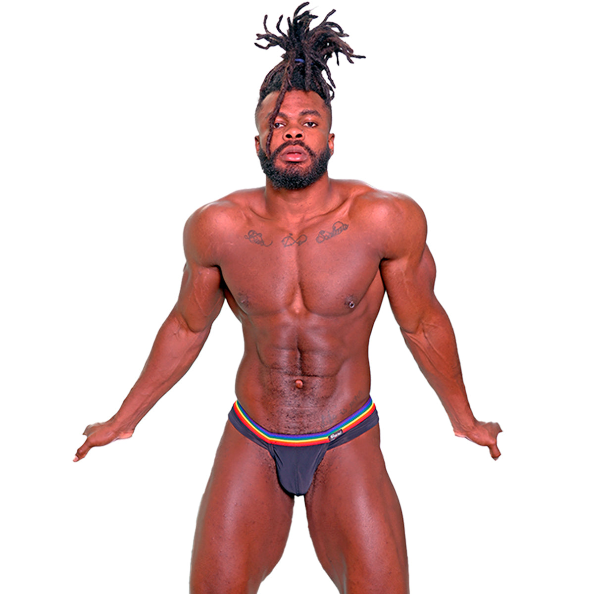 BE PRIDE - THONG BULGE ATHLETIC BLACK/RAINBOW