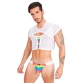BE PRIDE - BOXY CROPPED CROP TOP MESH WHITE
