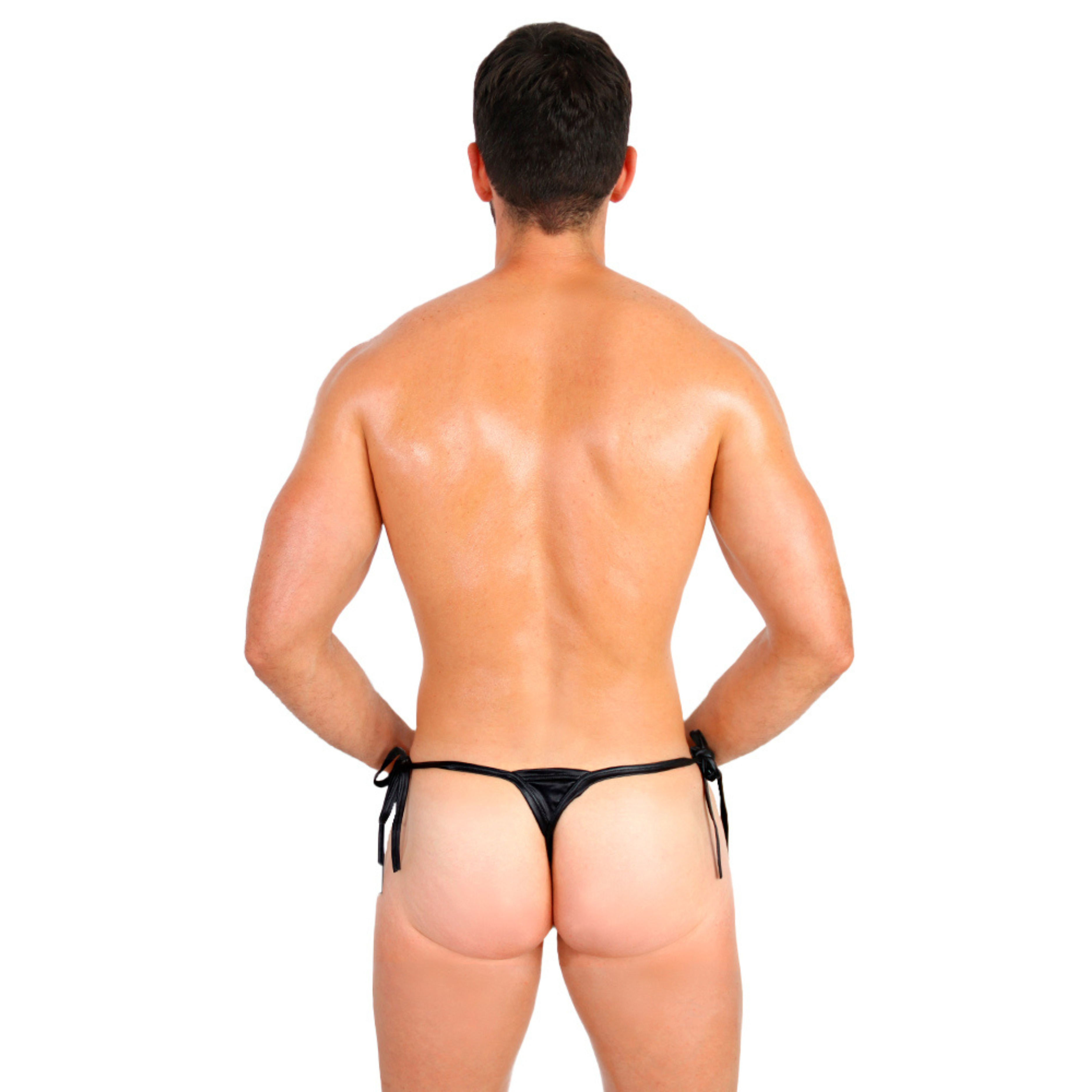 PRVRT BLACK - THONG BULGE G-STRING VINIPIEL TIE-SIDE