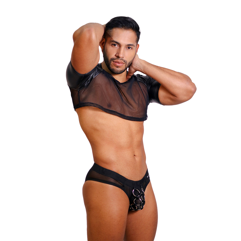 PRVRT BLACK - CROP TOP VINIPIEL & MALLA