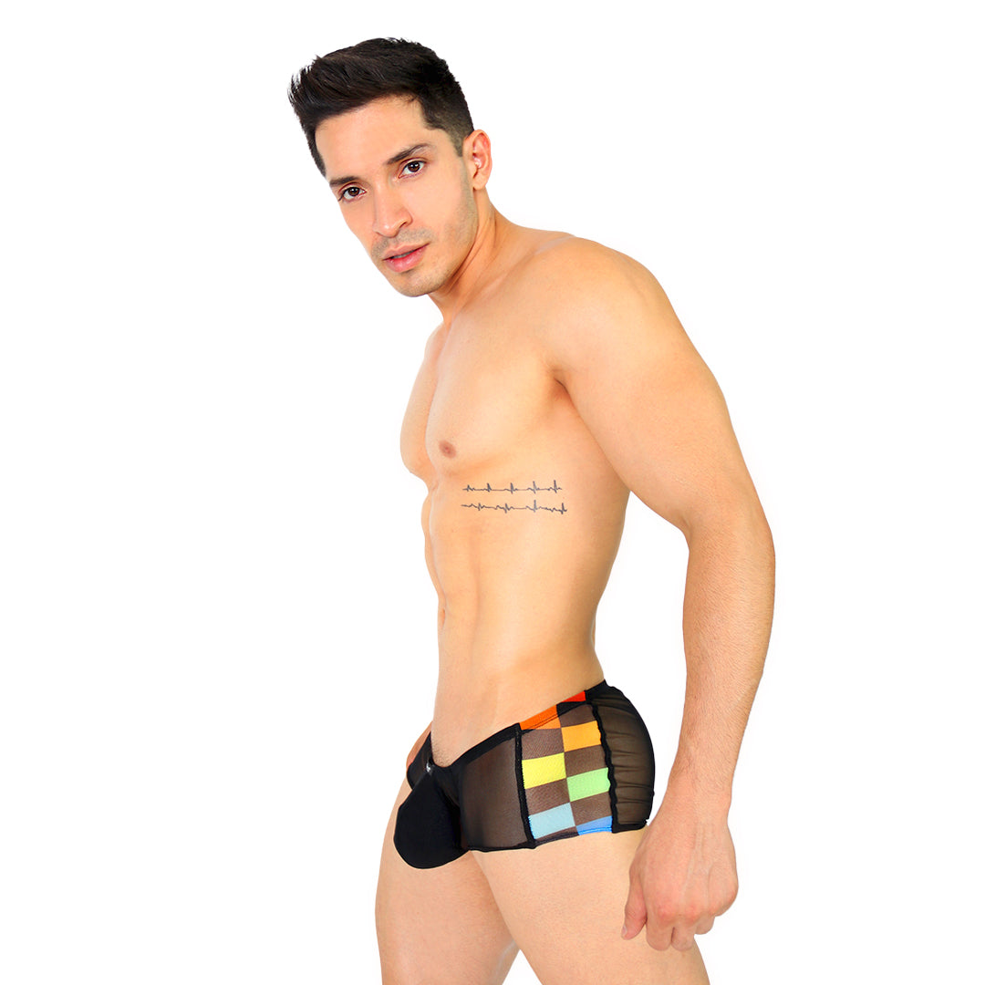 RETRO PRIDE - BOXER LOW RISE TRUNK BRIEF BULGE MESH
