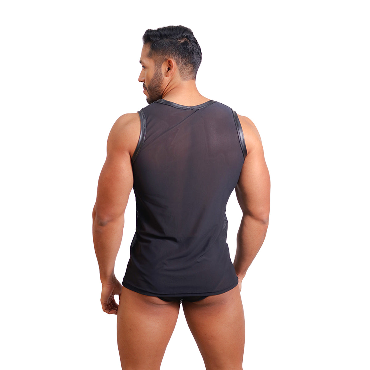 PRVRT BLACK - SHIRT MUSCLE VINIPIEL & MESH