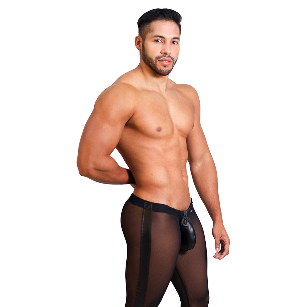 PRVRT BLACK - LONG TIGHTS MEGGINS BULGE SCRUNCH-BACK  VINIPIEL & MALLA