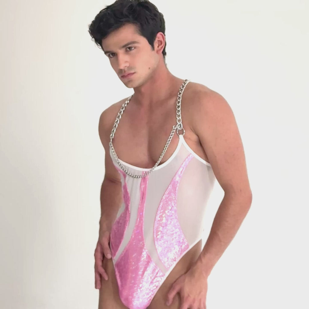 THE LUXURY – BODY THONG PINK GLITTER HOLOGRAM