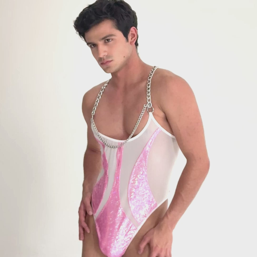 THE LUXURY – BODY THONG PINK GLITTER HOLOGRAM