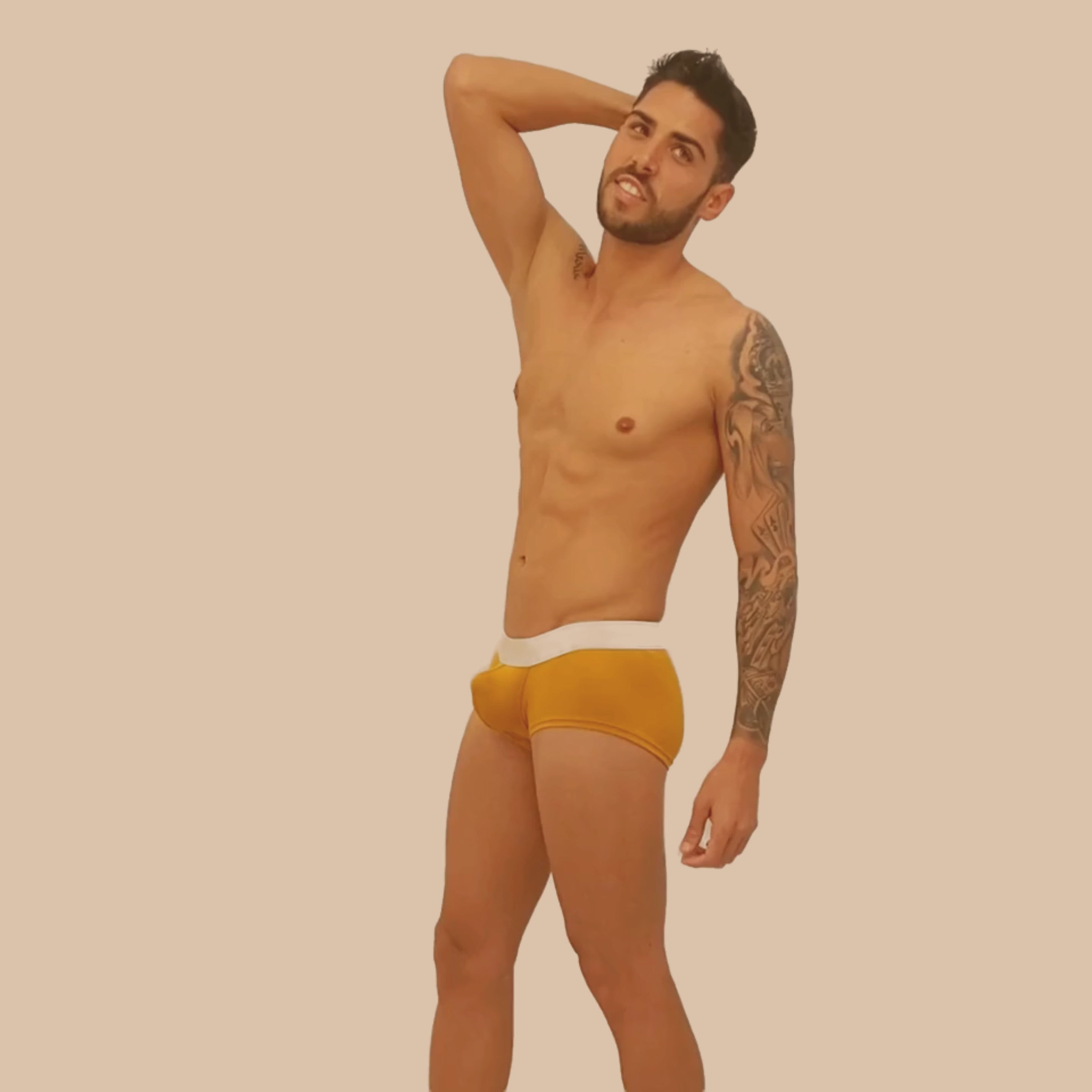 BASIC - BOXER LOW RISE TRUNK BRIEF BULGE OCRE/SILVER