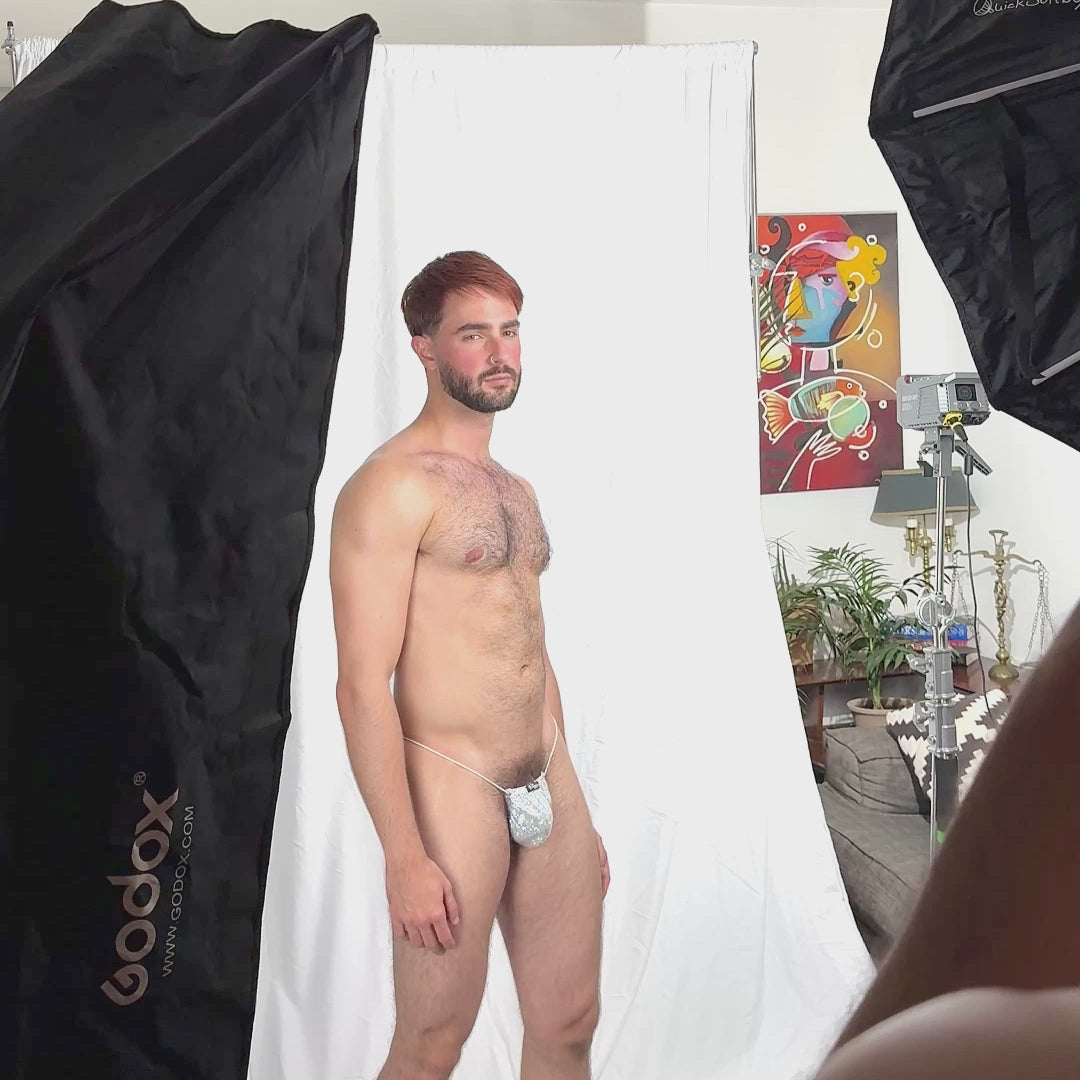 THE LUXURY – THONG BULGE HILO WHITE GLITTER HOLOGRAM