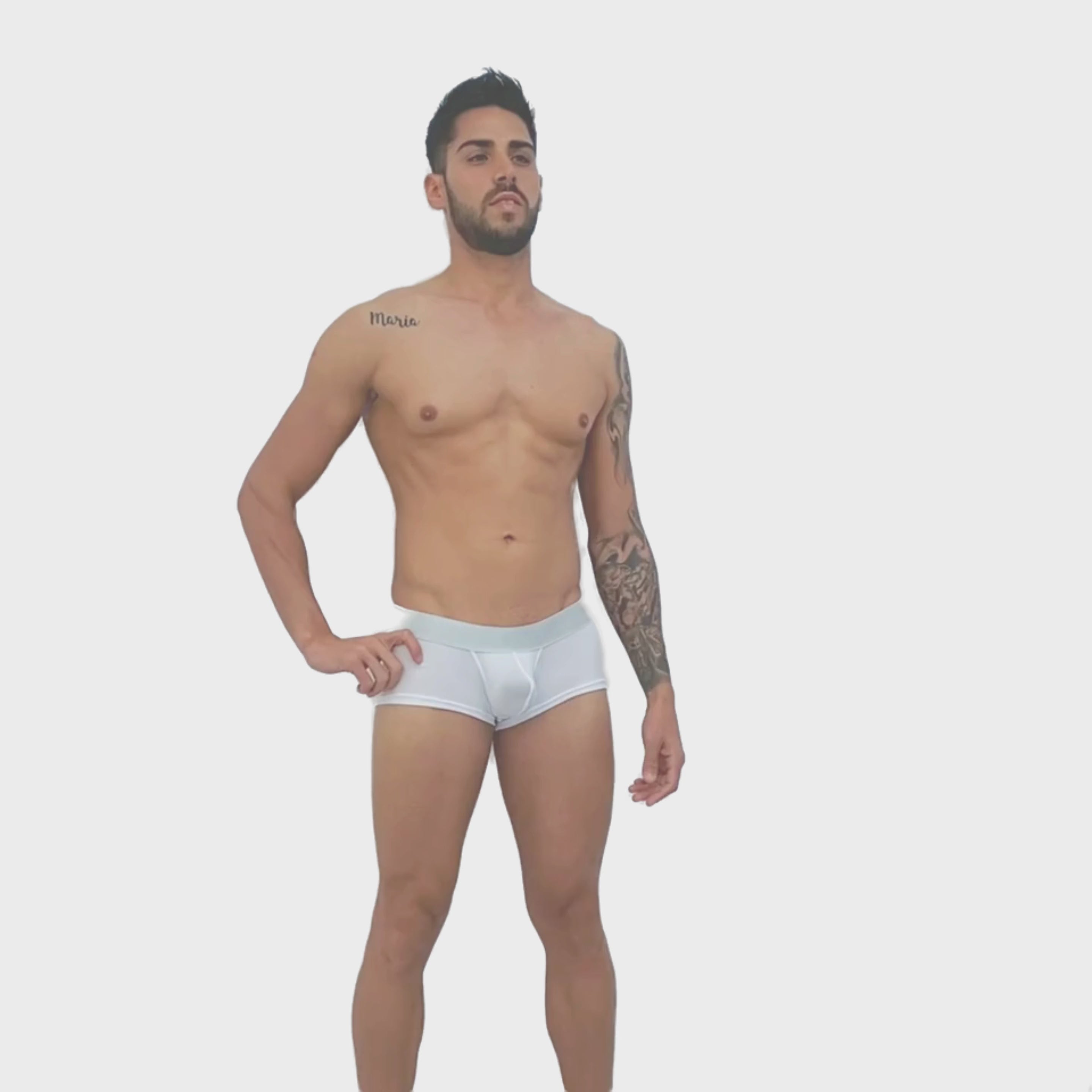 BASIC - BOXER LOW RISE TRUNK BRIEF BULGE WHITE/SILVER